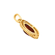 14k Pure Solid Yellow Gold Honey Baltic Amber Small Oval Nice Charm Pendant
