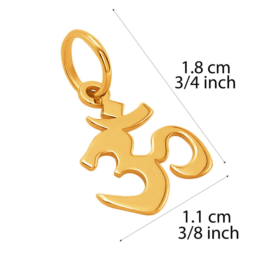 14k Pure Solid Yellow Gold Om Aum Sound Religious Symbol Delicate Charm Pendant