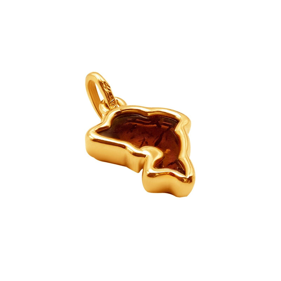 14k Pure Solid Yellow Gold Honey Baltic Amber Small Delicate Dolphin Pendant
