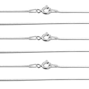 925 Solid Sterling Silver Durable Square Snake Chain 0.8 mm Spring Ring Clasp