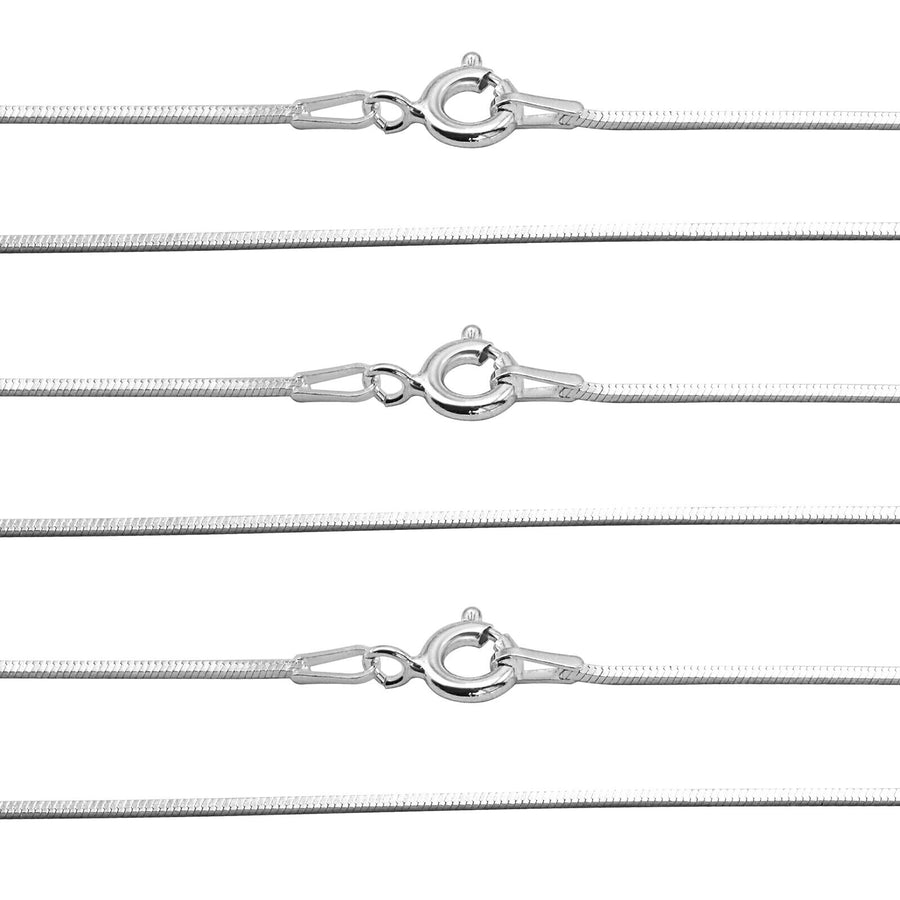 925 Solid Sterling Silver Durable Square Snake Chain 0.8 mm Spring Ring Clasp