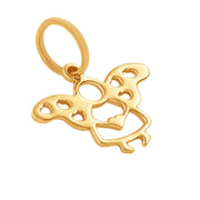 10k Pure Solid Yellow Gold Hearts Angel Wings Laser Cut Delicate Charm Pendant
