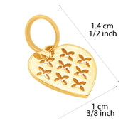 14k Solid Yellow Gold Heart Crosses Laser Cut Delicate Small Nice Charm Pendant