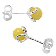 925 Pure Sterling Silver Butterscotch Baltic Amber Designer Flower Stud Earrings