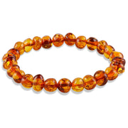 Baltic Honey Amber Classic Baroque Beaded Beautiful Stretch Bracelet 7 Inches