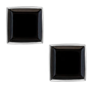 925 Solid Pure Sterling Silver Dark Red Baltic Amber Square Medium Stud Earrings