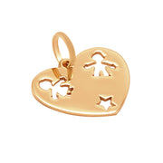 14k Pure Solid Yellow Gold Son Daughter Mommy Family Heart Star Charm Pendant