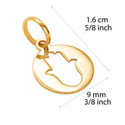 10k Pure Solid Yellow Gold Hamsa Hand Religious Amulet Delicate Charm Pendant