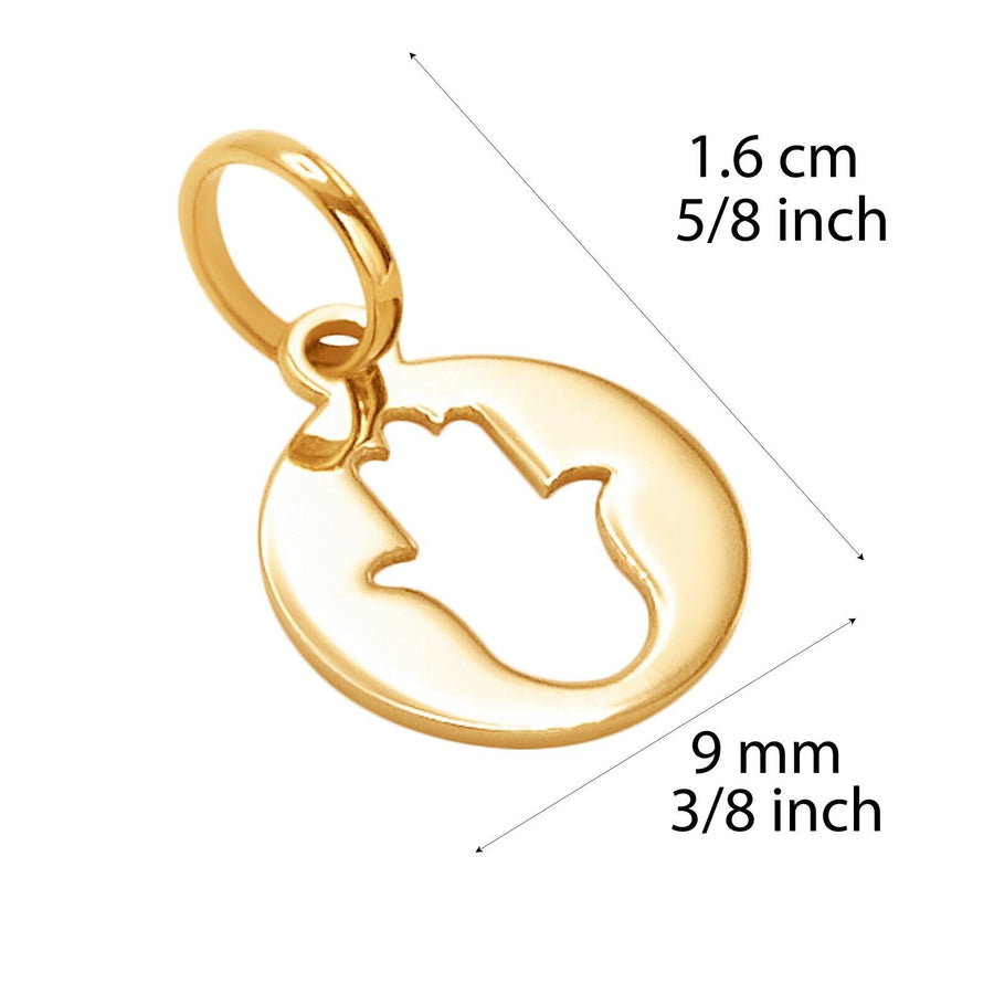 10k Pure Solid Yellow Gold Hamsa Hand Religious Amulet Delicate Charm Pendant