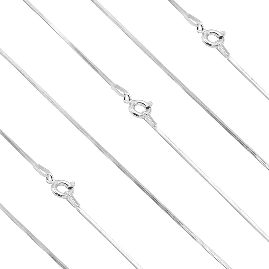 925 Solid Sterling Silver Durable Square Snake Chain 0.8 mm Spring Ring Clasp