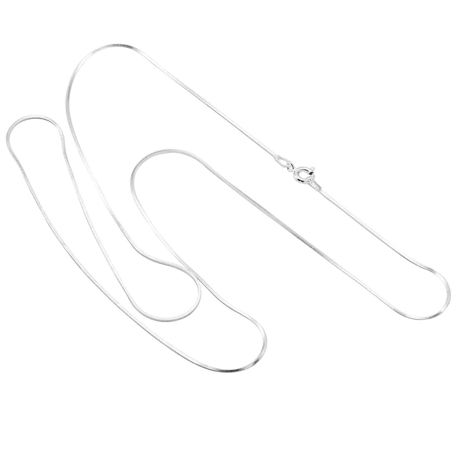 925 Solid Sterling Silver Durable Square Snake Chain 0.8 mm Spring Ring Clasp