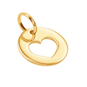 14k Solid Yellow Gold Heart Laser Cut Delicate Beautiful Round Charm Pendant