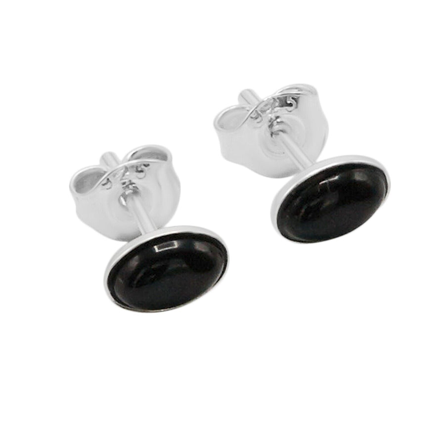 925 Solid Pure Sterling Silver Dark Red Baltic Amber Oval Small Stud Earrings