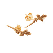 14k Solid Yellow Gold Nazca Desert World Wonder Geoglyph Colibri Stud Earrings