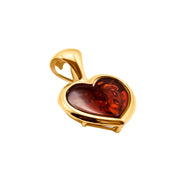 14k Pure Solid Yellow Gold Honey Baltic Amber Medium Pretty Heart Slider Pendant