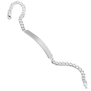 925 Pure Solid Sterling Silver 5 mm Link Curb Chain ID Plate Bracelet 8 Inches