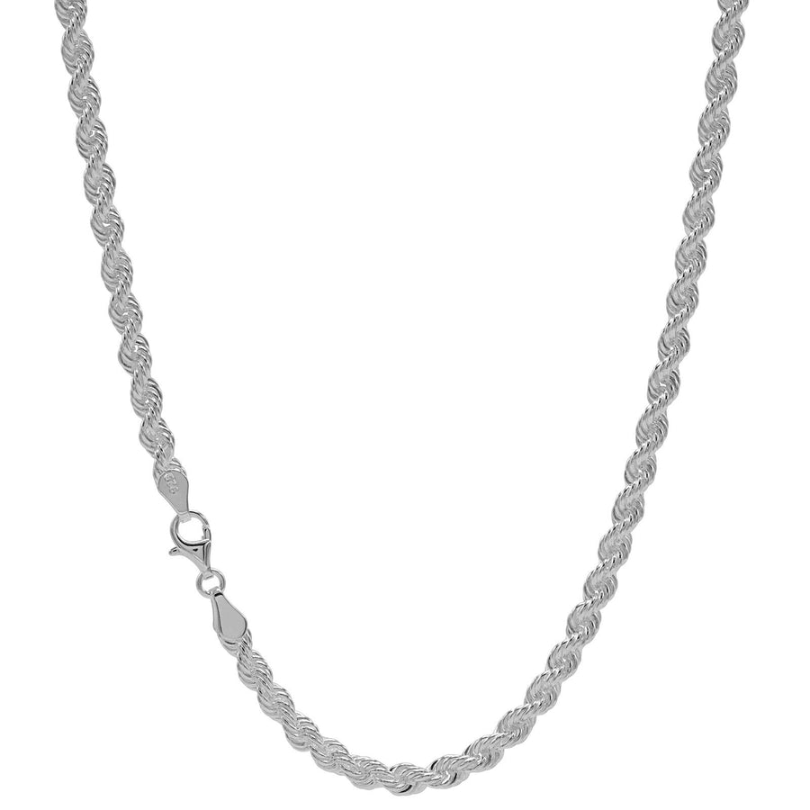 925 Solid Sterling Silver 4 mm Thick Heavy Handmade French Rope Chain 18 Inches