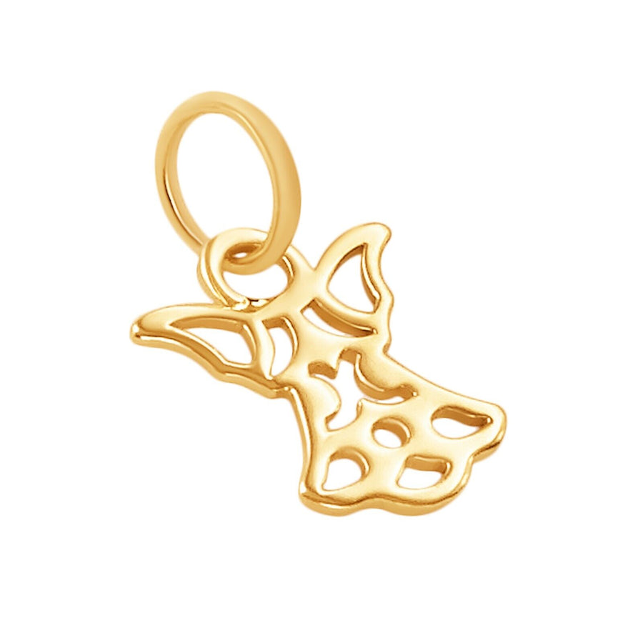 14k Solid Yellow Gold Angel Wings Laser Cut Delicate Beautiful Charm Pendant