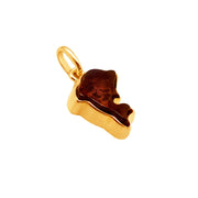 14k Pure Solid Yellow Gold Honey Baltic Amber Small Delicate Dolphin Pendant