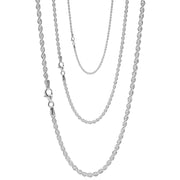 925 Sterling Silver 2.5 mm Handmade French Rope Chain Lobster Clasp 18 Inches