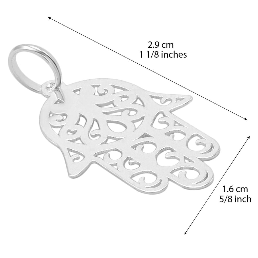 925 Solid Pure Sterling Silver Hamsa Hand Religious Amulet Small Beautiful Charm