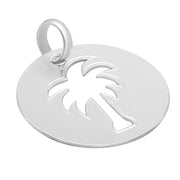 925 Solid Pure Sterling Silver Palm Round Beautiful Medium Shiny Polished Charm