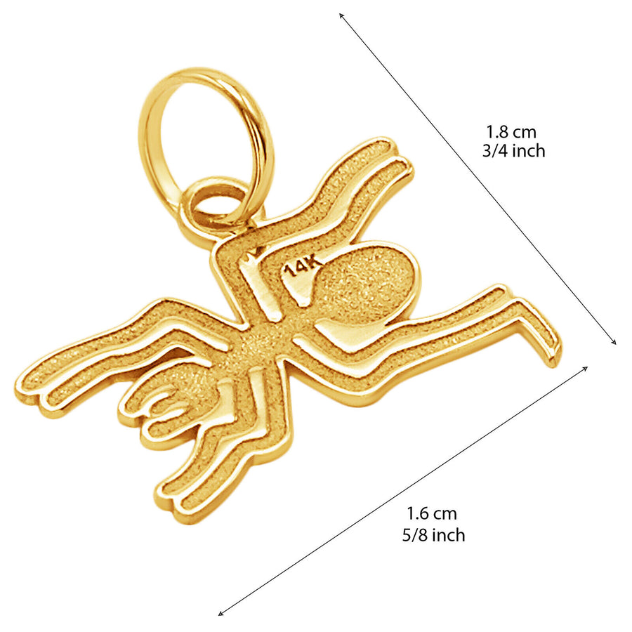 14k Solid Yellow Fine Gold Nazca Line Spider World Wonder Delicate Charm Pendant