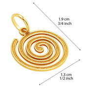 14k Solid Yellow Fine Gold Nazca Line Spiral World Wonder Delicate Charm Pendant