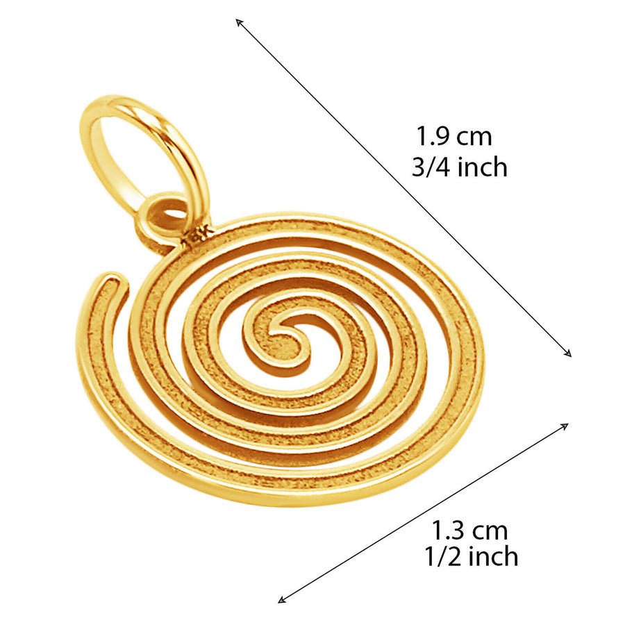 14k Solid Yellow Fine Gold Nazca Line Spiral World Wonder Delicate Charm Pendant