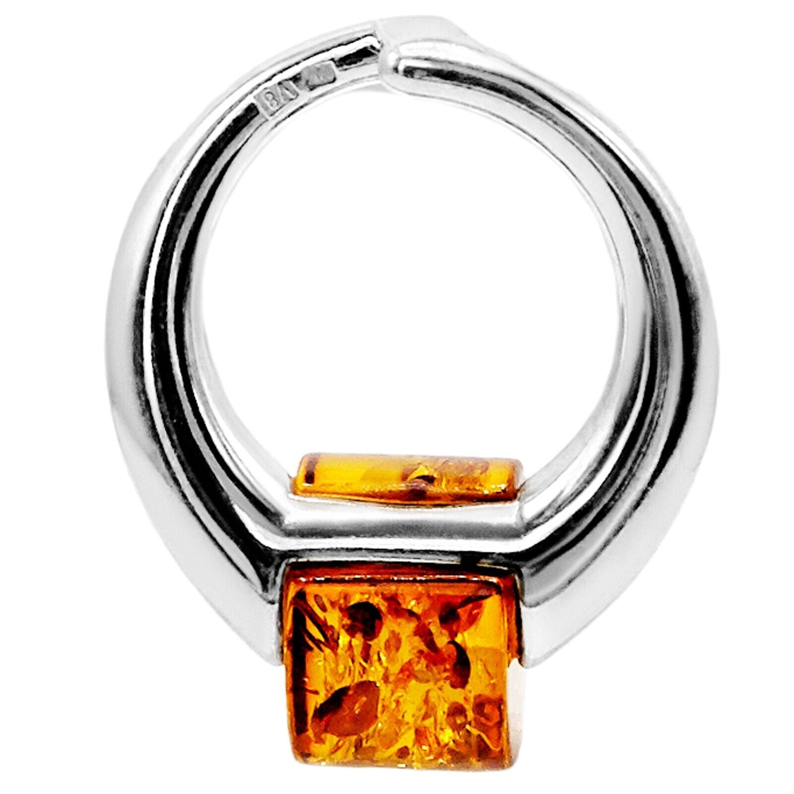 925 Solid Sterling Silver Real Cognac Baltic Amber Designer Beautiful Pendant