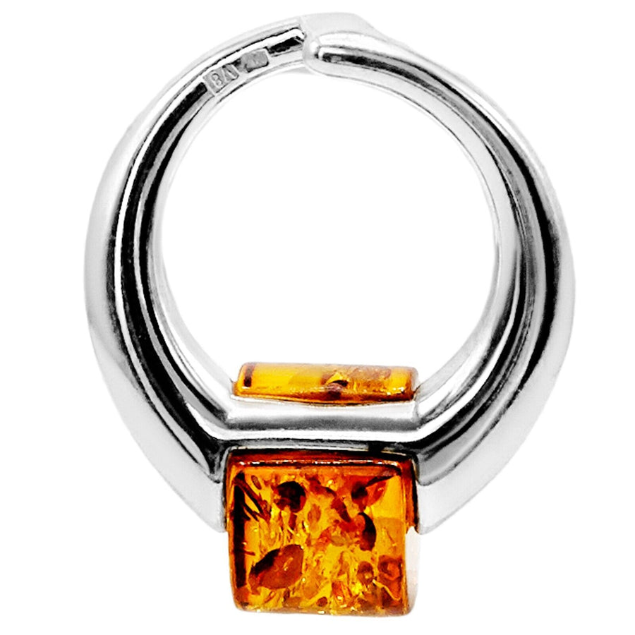 925 Solid Sterling Silver Real Cognac Baltic Amber Designer Beautiful Pendant