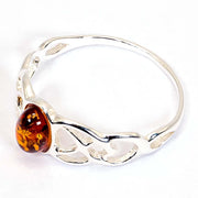 925 Solid Sterling Silver Honey Baltic Amber Oval Classic Beautiful Celtic Ring