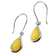 925 Solid Sterling Silver Butterscotch Baltic Amber Classic Drop Nice Earrings