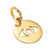 14k Pure Solid Yellow Gold Eye Symbol Laser Cut Delicate Beautiful Charm Pendant