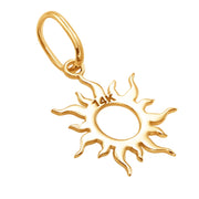 10k Pure Solid Yellow Gold Flaming Sun Laser Cut Delicate Nice Charm Pendant