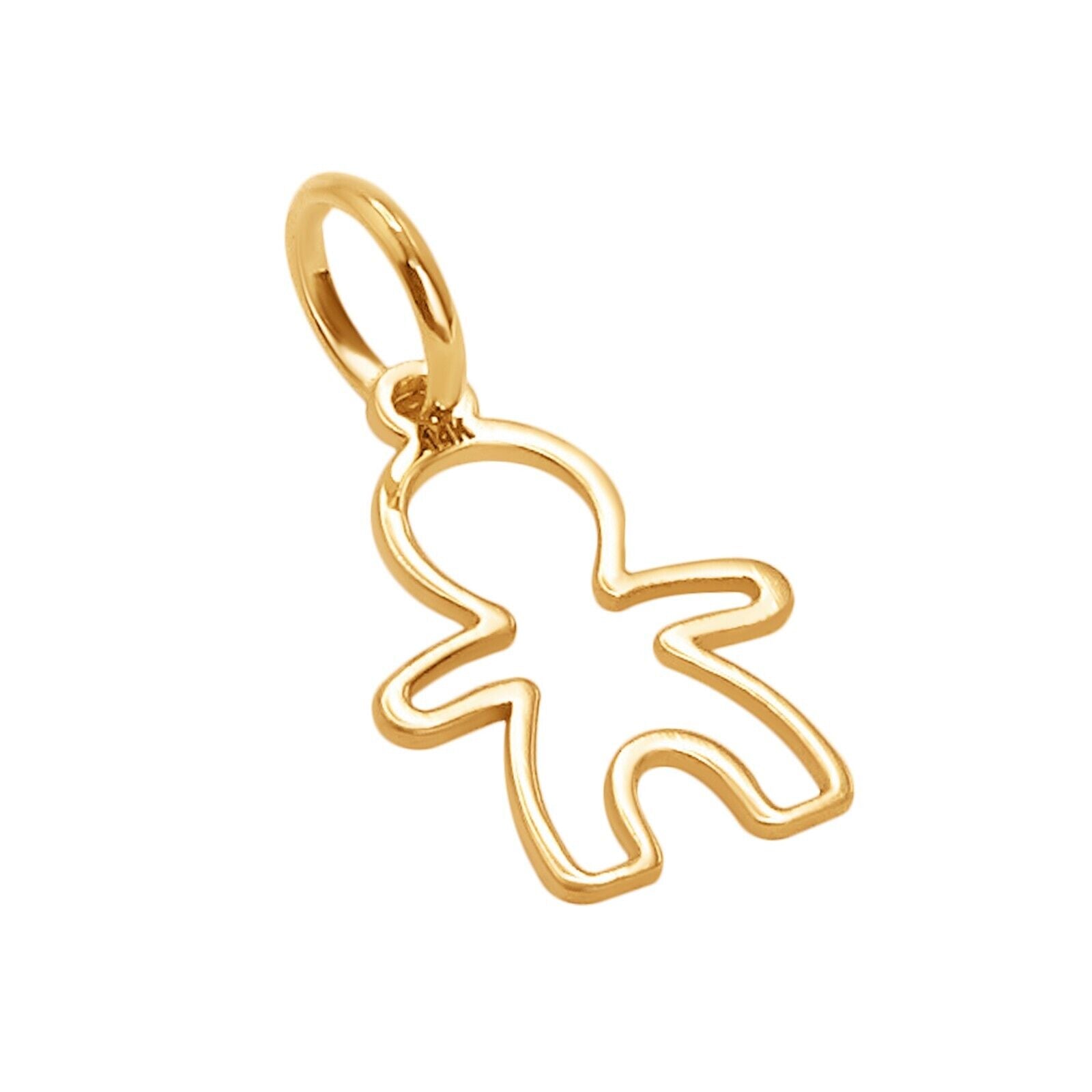 14k Pure Solid Yellow Gold Boy Son Laser Cut Delicate Small Pretty Charm Pendant