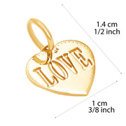 14k Pure Solid Yellow Gold Heart Love Laser Cut Delicate Beautiful Charm Pendant
