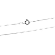 925 Solid Sterling Silver Durable Square Snake Chain 0.8 mm Spring Ring Clasp