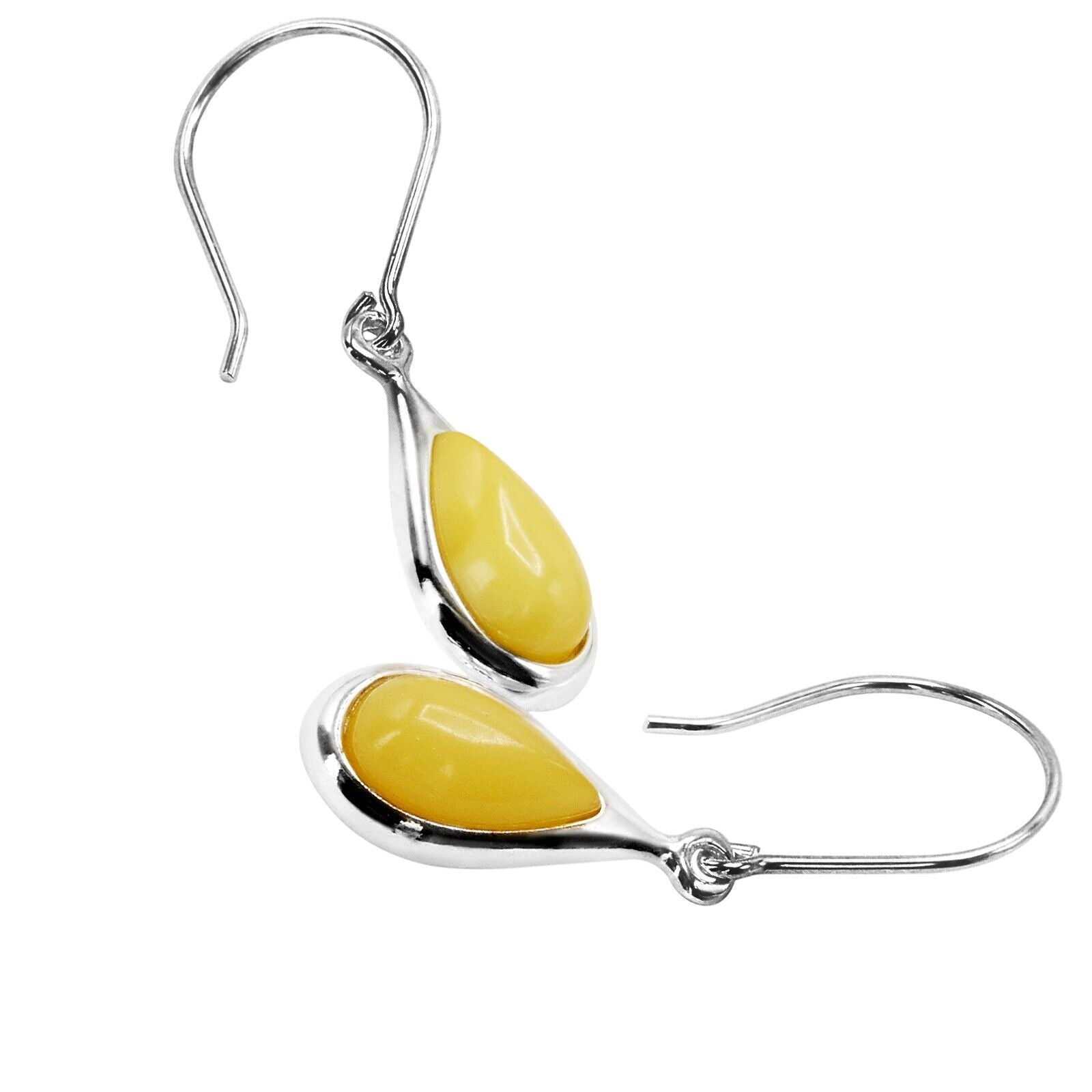 925 Solid Sterling Silver Butterscotch Baltic Amber Classic Drop Nice Earrings
