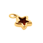 14k Pure Solid Yellow Gold Honey Baltic Amber Small Sea Star  Nice Charm Pendant