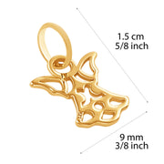 14k Solid Yellow Gold Angel Wings Laser Cut Delicate Beautiful Charm Pendant