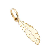 10k Pure Solid Yellow Gold Feather Beautiful Delicate Designer Charm Pendant