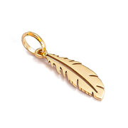 10k Pure Solid Yellow Gold Feather Beautiful Delicate Designer Charm Pendant