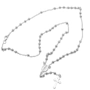 925 Solid Pure Sterling Silver Rosary Cross Virgin Mary Prayer Necklace 19 in