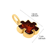 14k Pure Solid Yellow Gold Honey Baltic Amber Small Puzzle Nice Charm Pendant