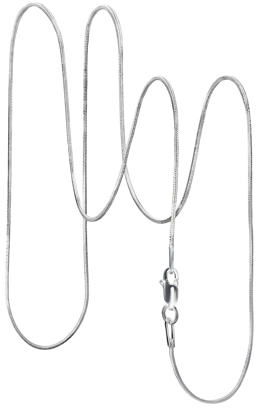 925 Solid Sterling Silver Square Snake Chain 0.8 mm Rectangular Lobster Clasp