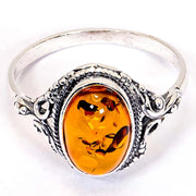 925 Solid Pure Sterling Silver Honey Baltic Amber Oval Beautiful Designer Ring