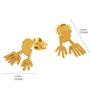 14k Solid Yellow Fine Gold Nazca Line Hands World Wonder Geoglyph Stud Earrings