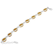 925 Sterling Silver Lemon Baltic Amber Marquise Adjustable Bracelet 8 Inches