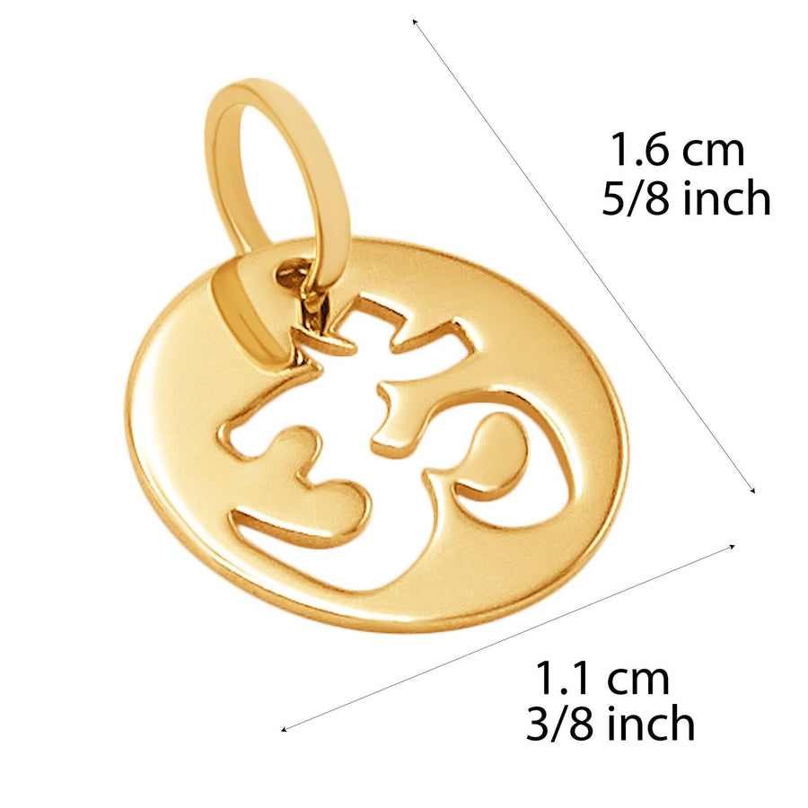 10k Pure Solid Yellow Gold Om Aum Sound Religious Symbol Delicate Charm Pendant